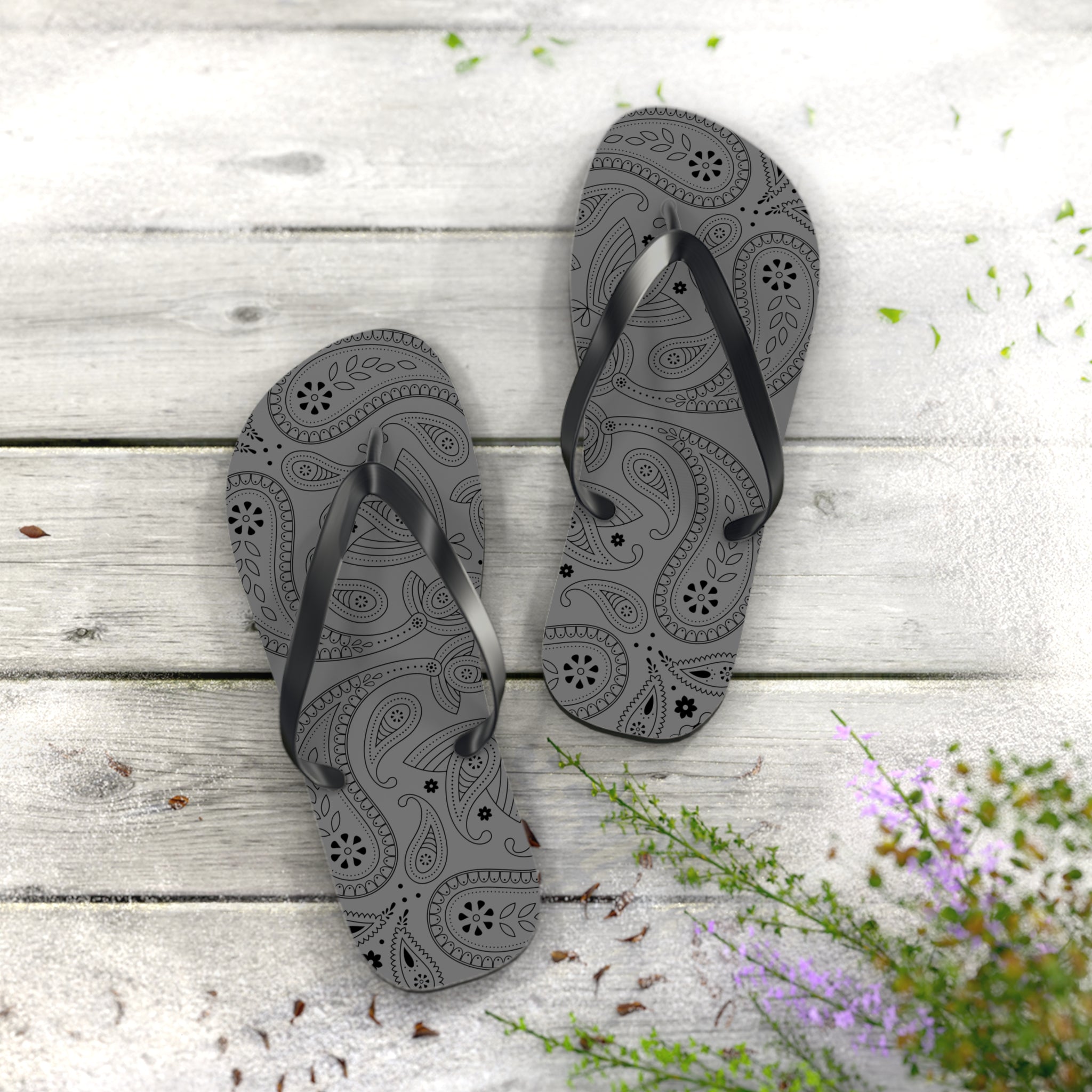 Grey Hanky Flip Flops