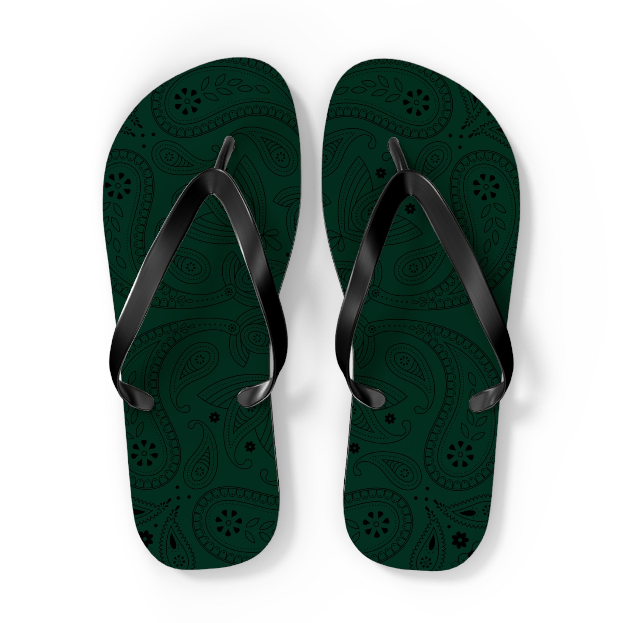 Dark Green Hanky Flip Flops