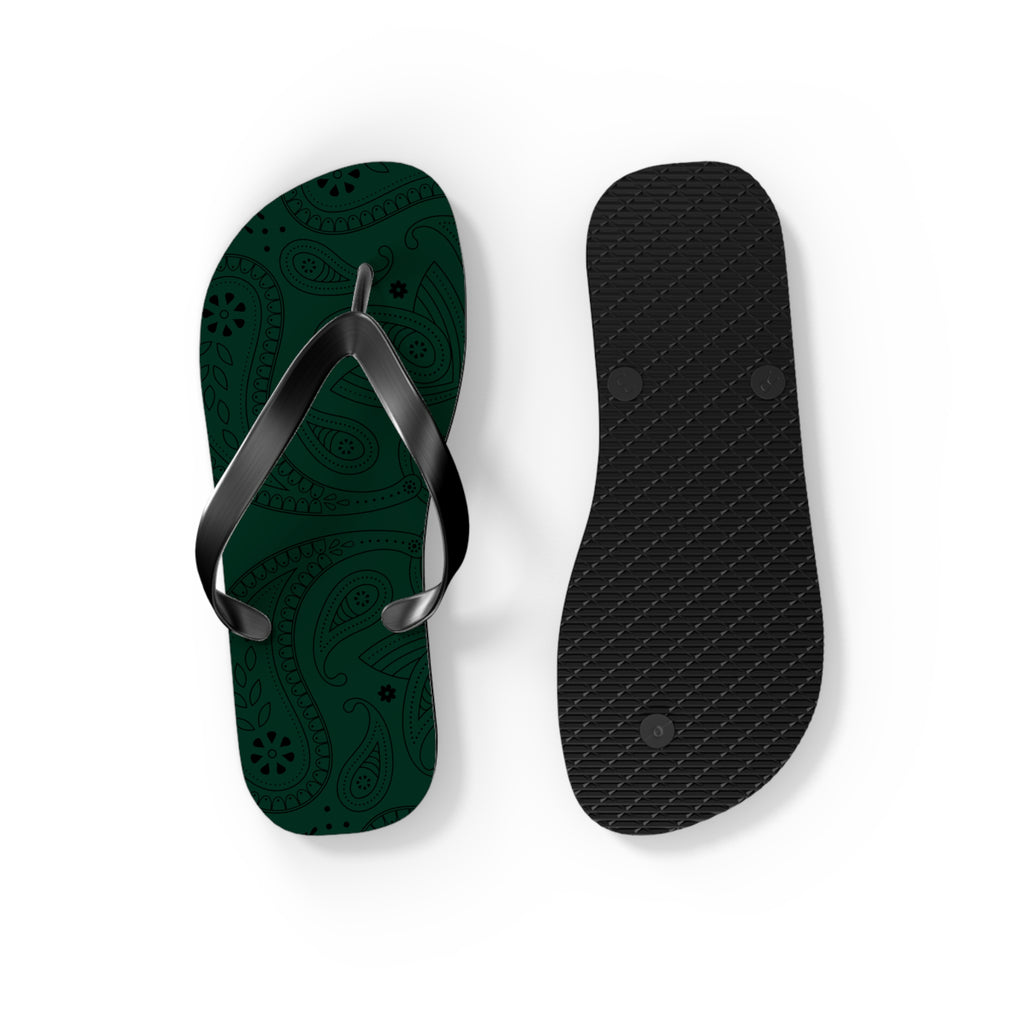 Dark Green Hanky Flip Flops