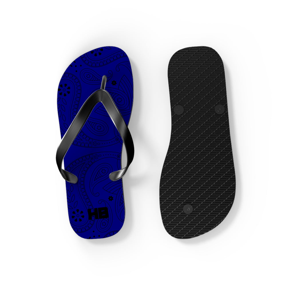 Navy Blue Hanky Flip Flops