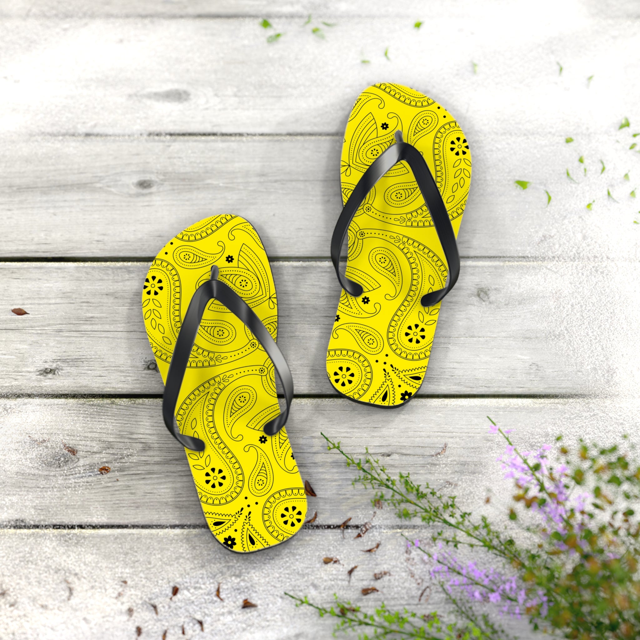 Yellow Hanky Flip Flops