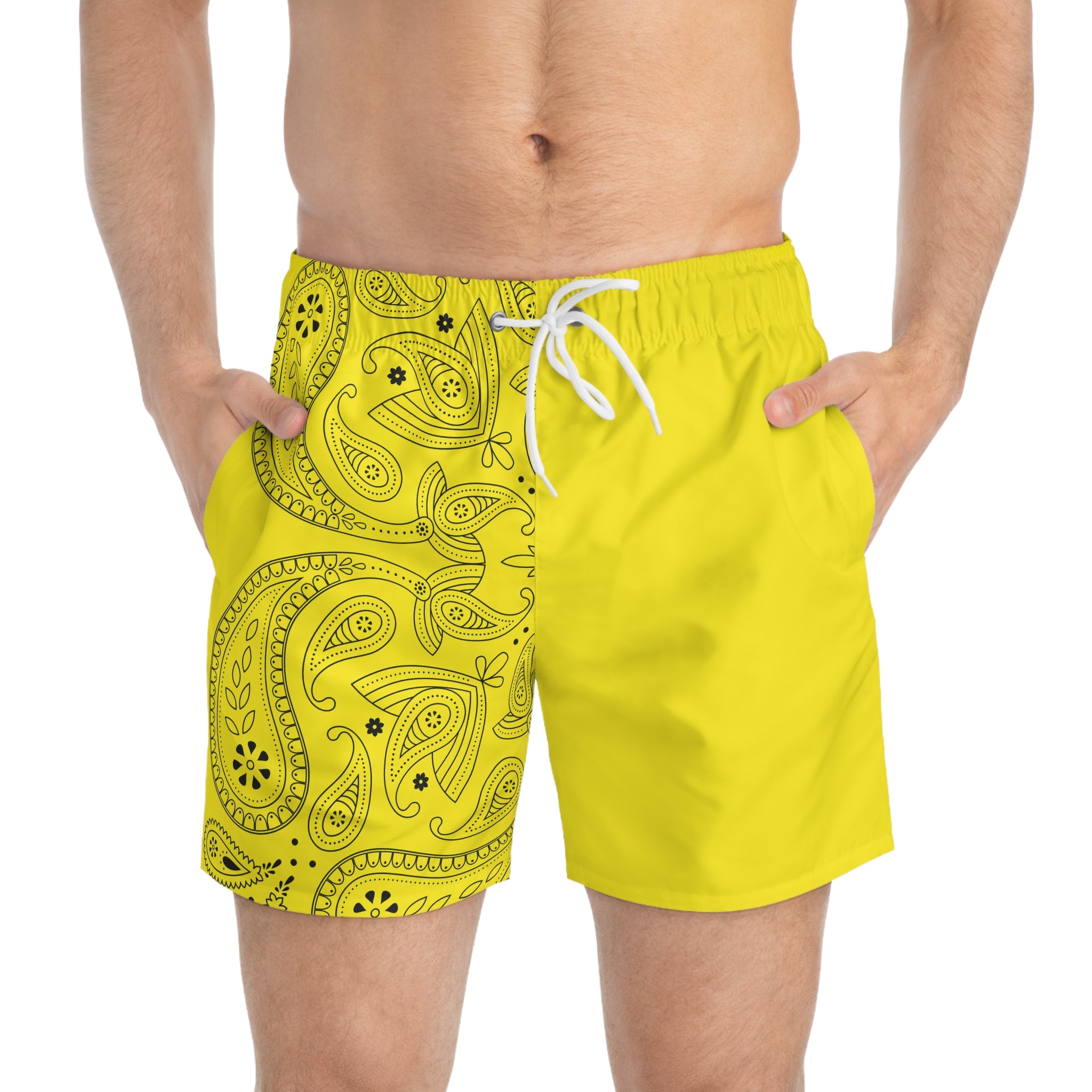 Yellow Hanky Code Swim Trunks (Top)