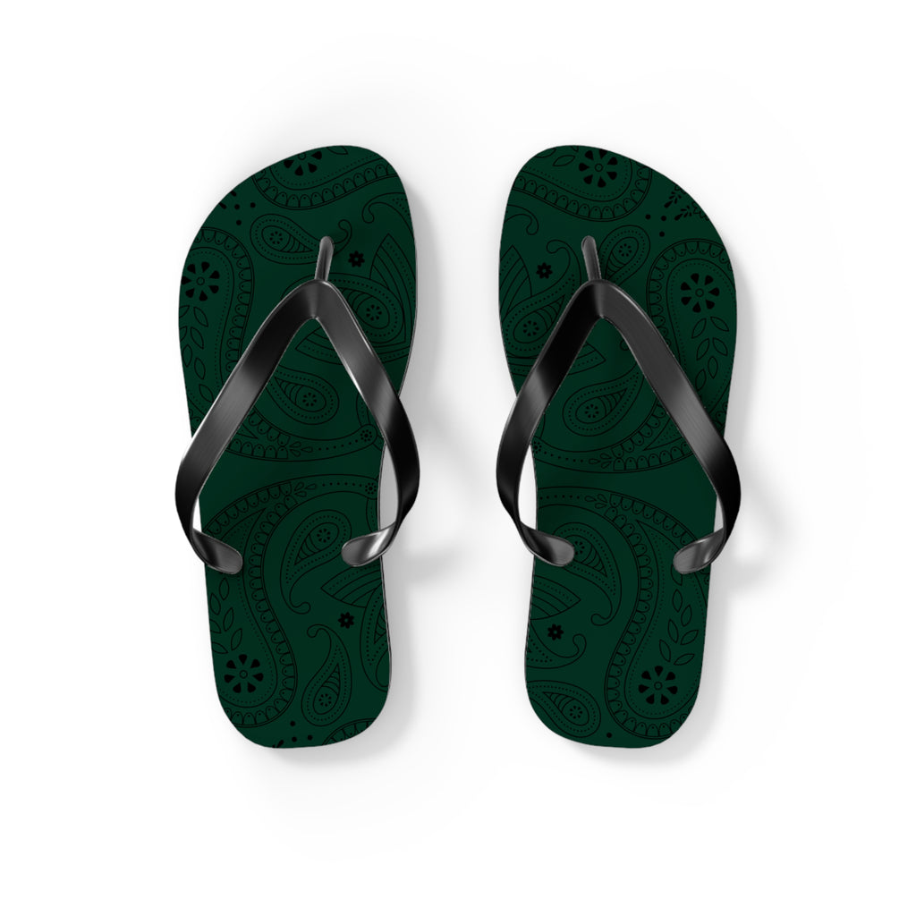 Dark Green Hanky Flip Flops