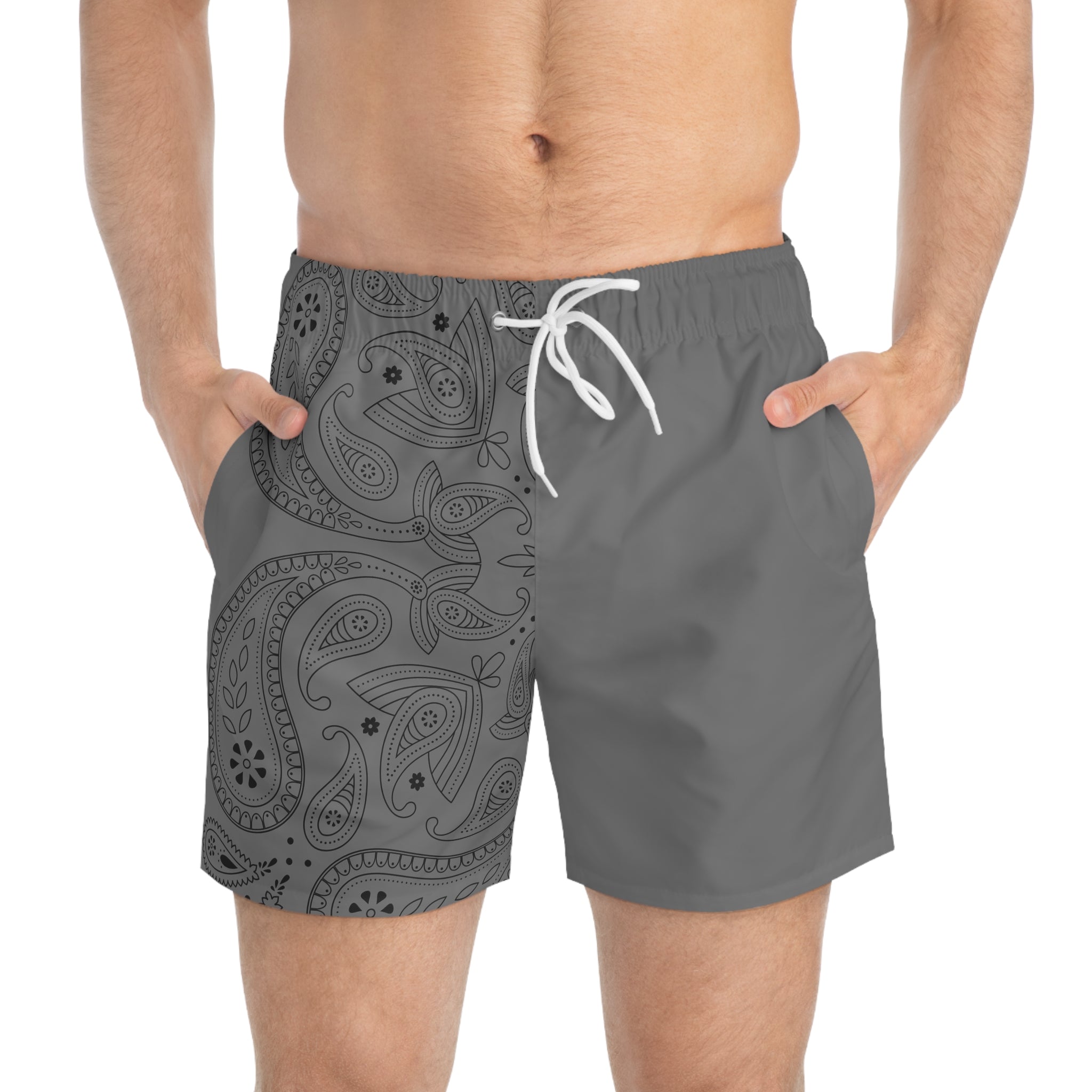 Grey Hanky Code Swim Trunks (Top)