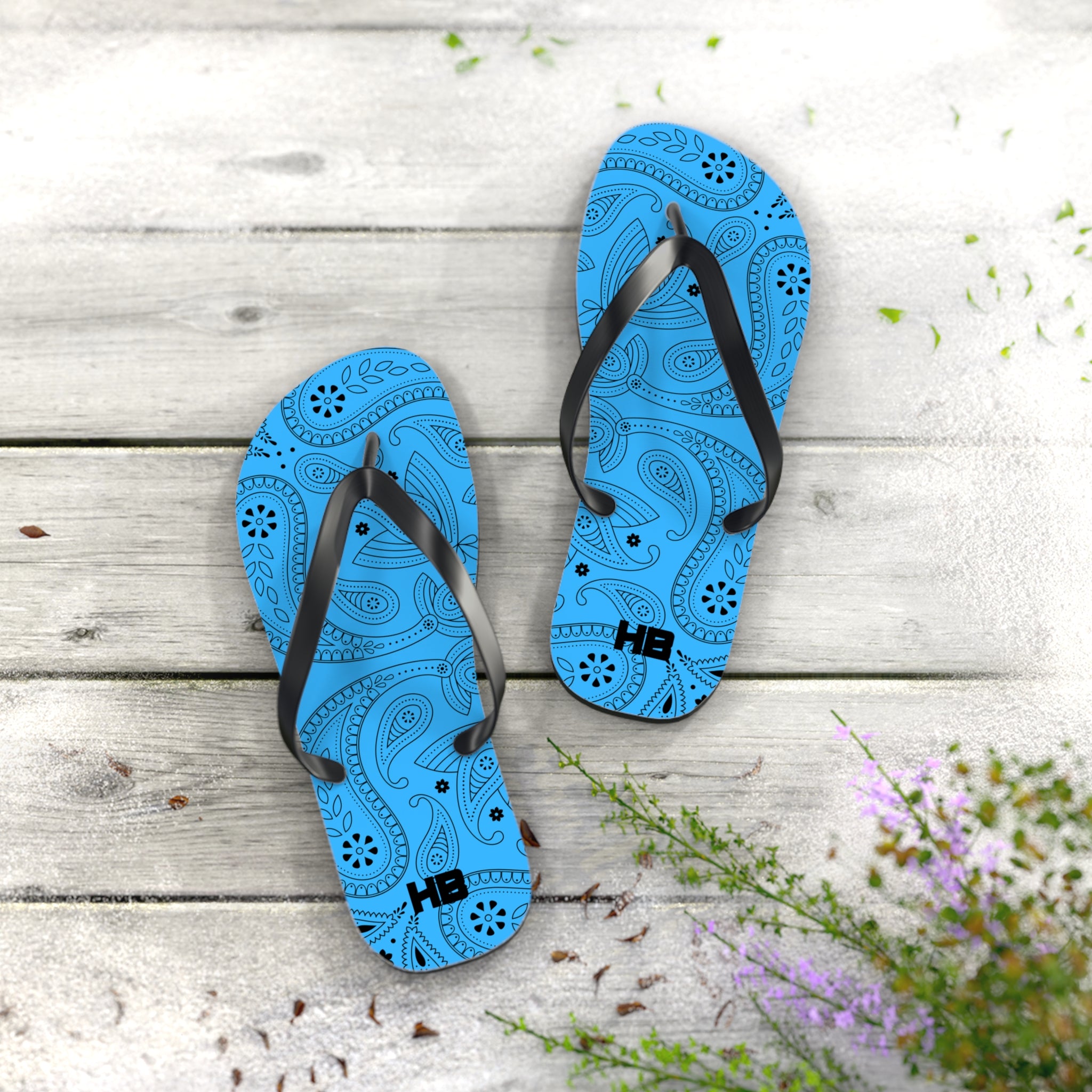 Light Blue Hanky Flip Flops