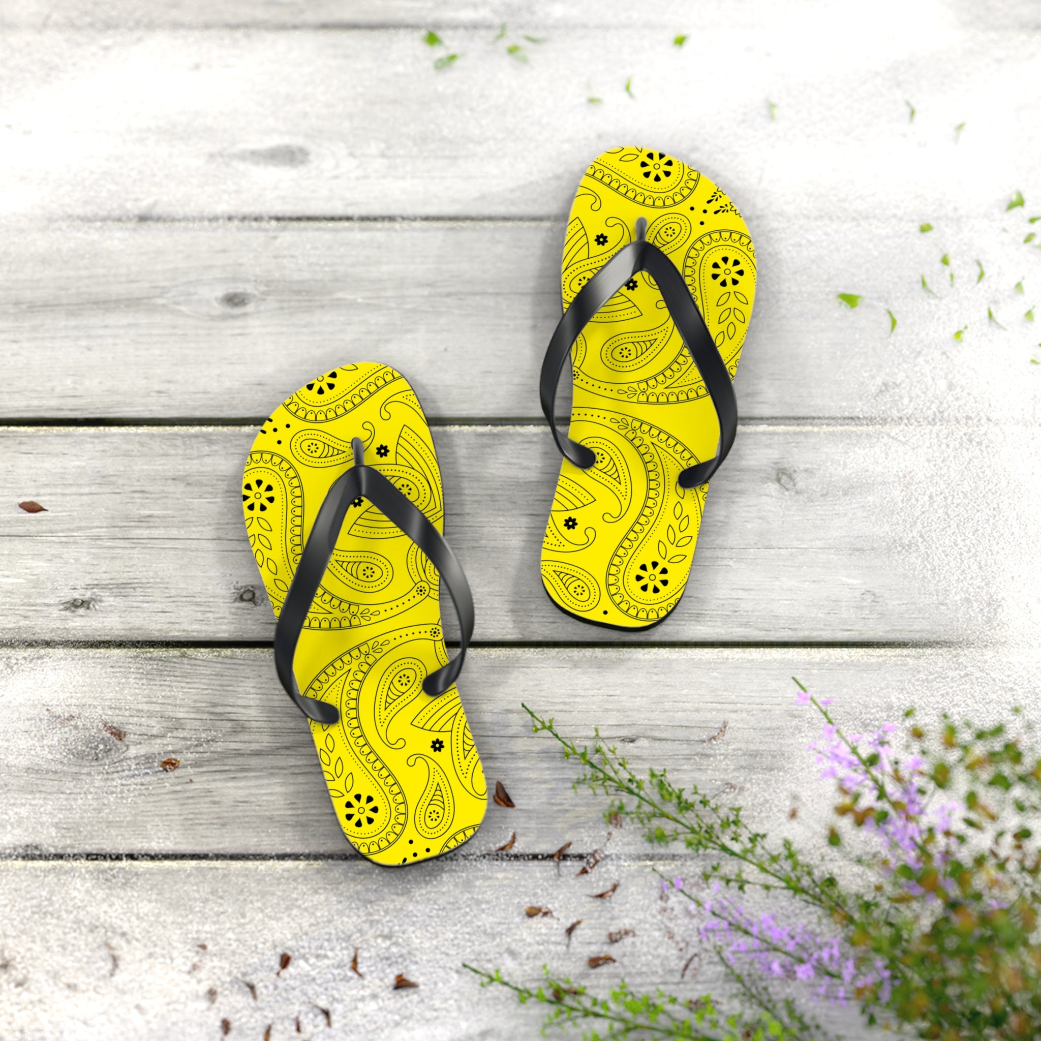 Yellow Hanky Flip Flops