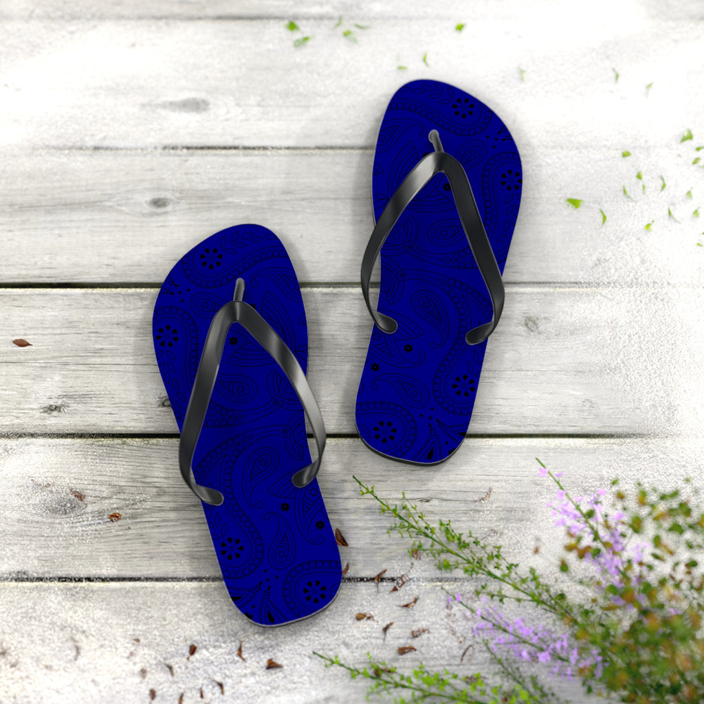 Navy Blue Hanky Flip Flops