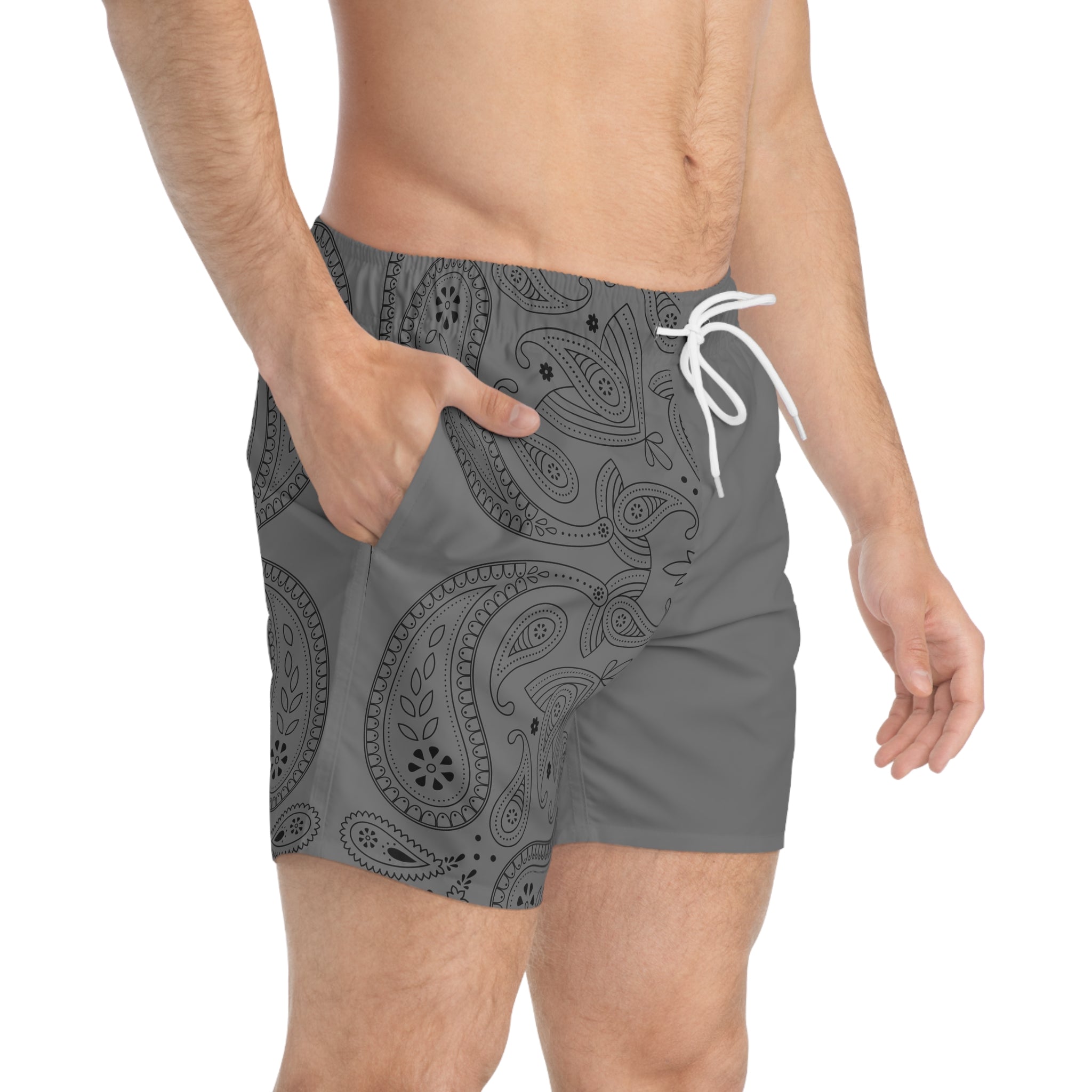 Grey Hanky Code Swim Trunks (Top)