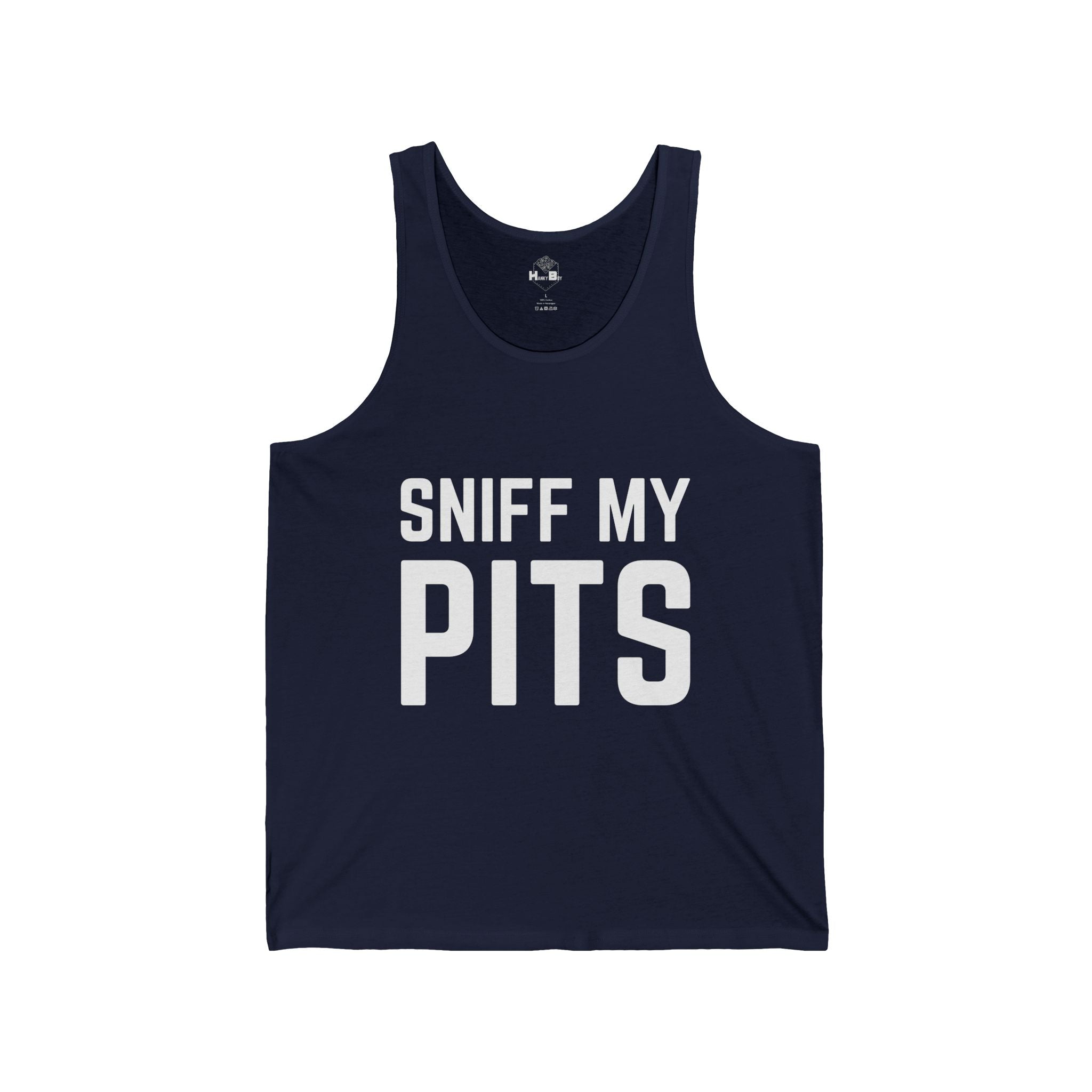 Sniff My Pits Tank Top — Funny Slogan Muscle Shirt for Bachelorette, Gag Gift & Party Wear