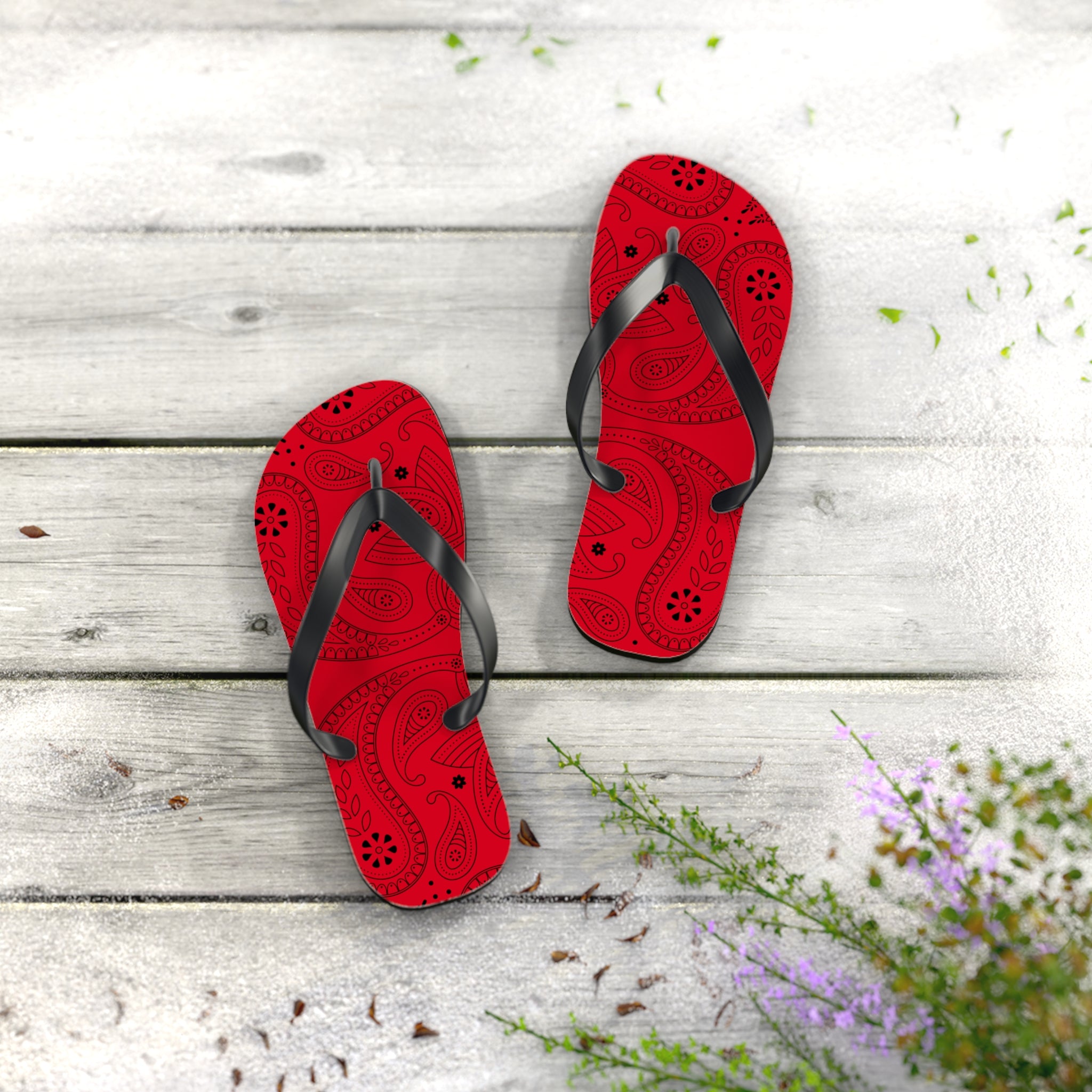 Red Hanky Flip Flops
