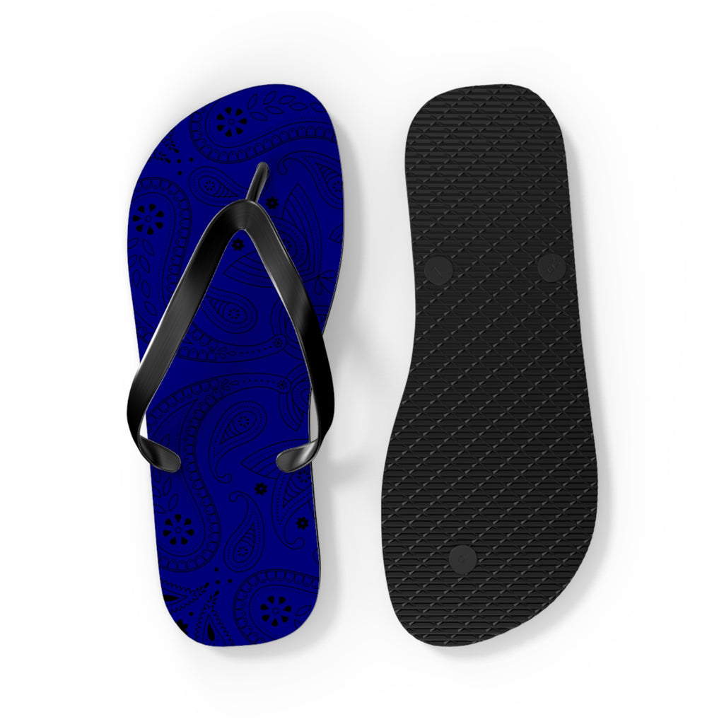 Navy Blue Hanky Flip Flops