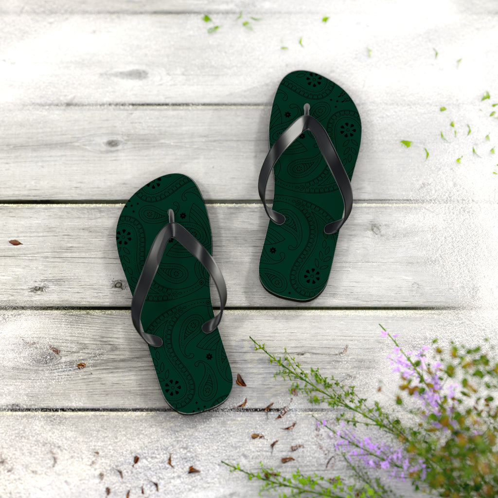 Dark Green Hanky Flip Flops