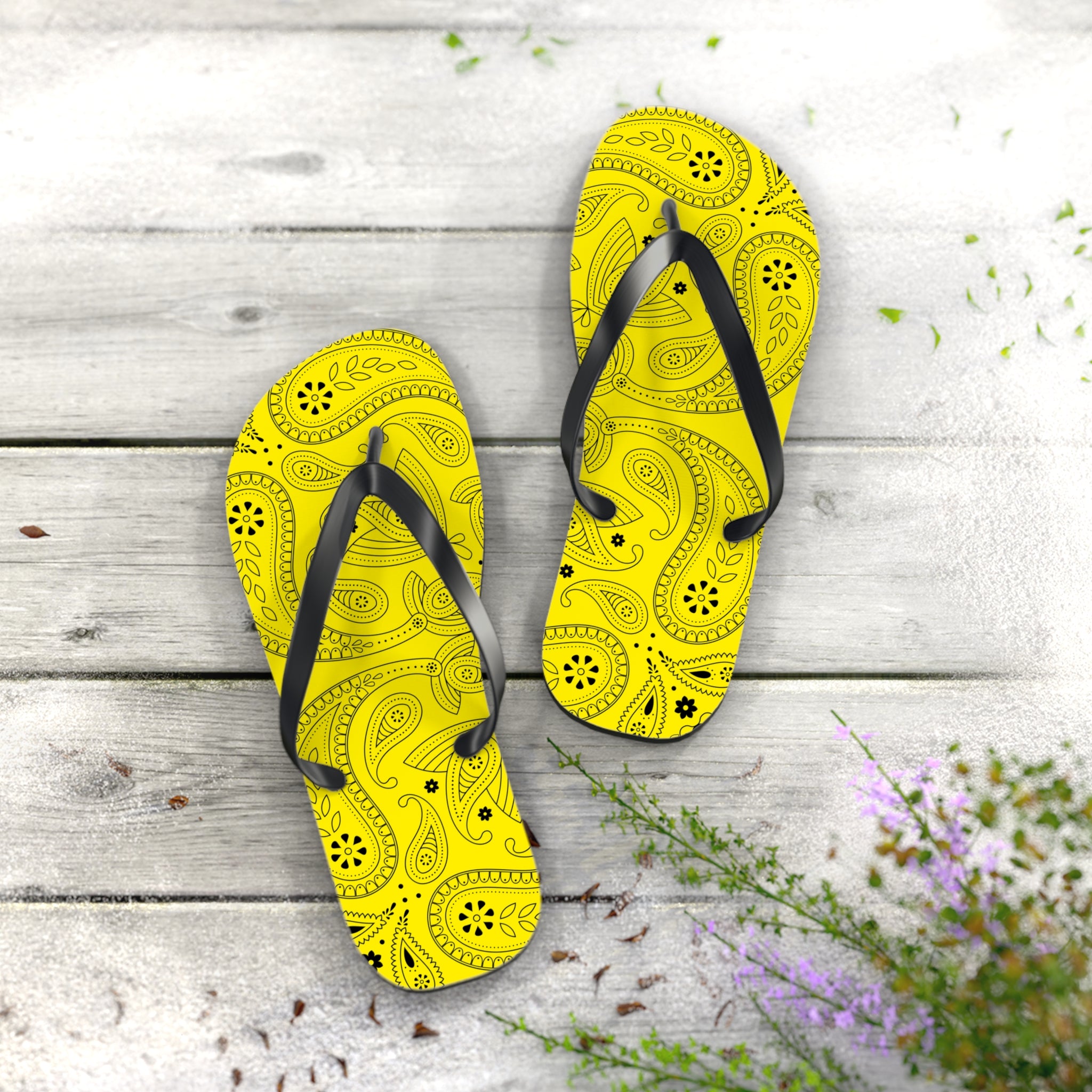 Yellow Hanky Flip Flops