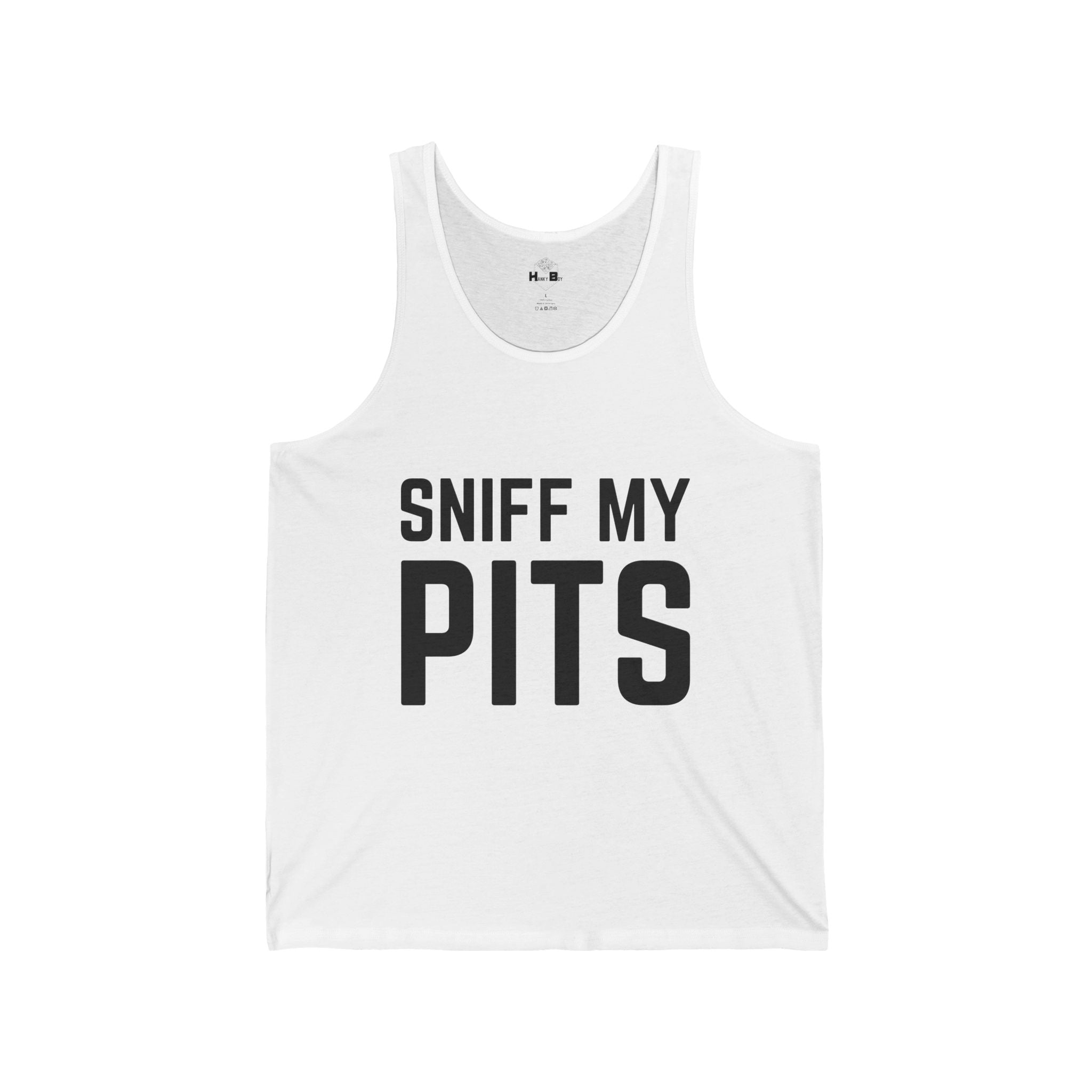 Sniff My Pits Tank Top — Funny Slogan Muscle Shirt for Bachelorette, Gag Gift & Party Wear