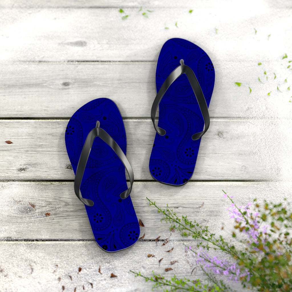 Navy Blue Hanky Flip Flops