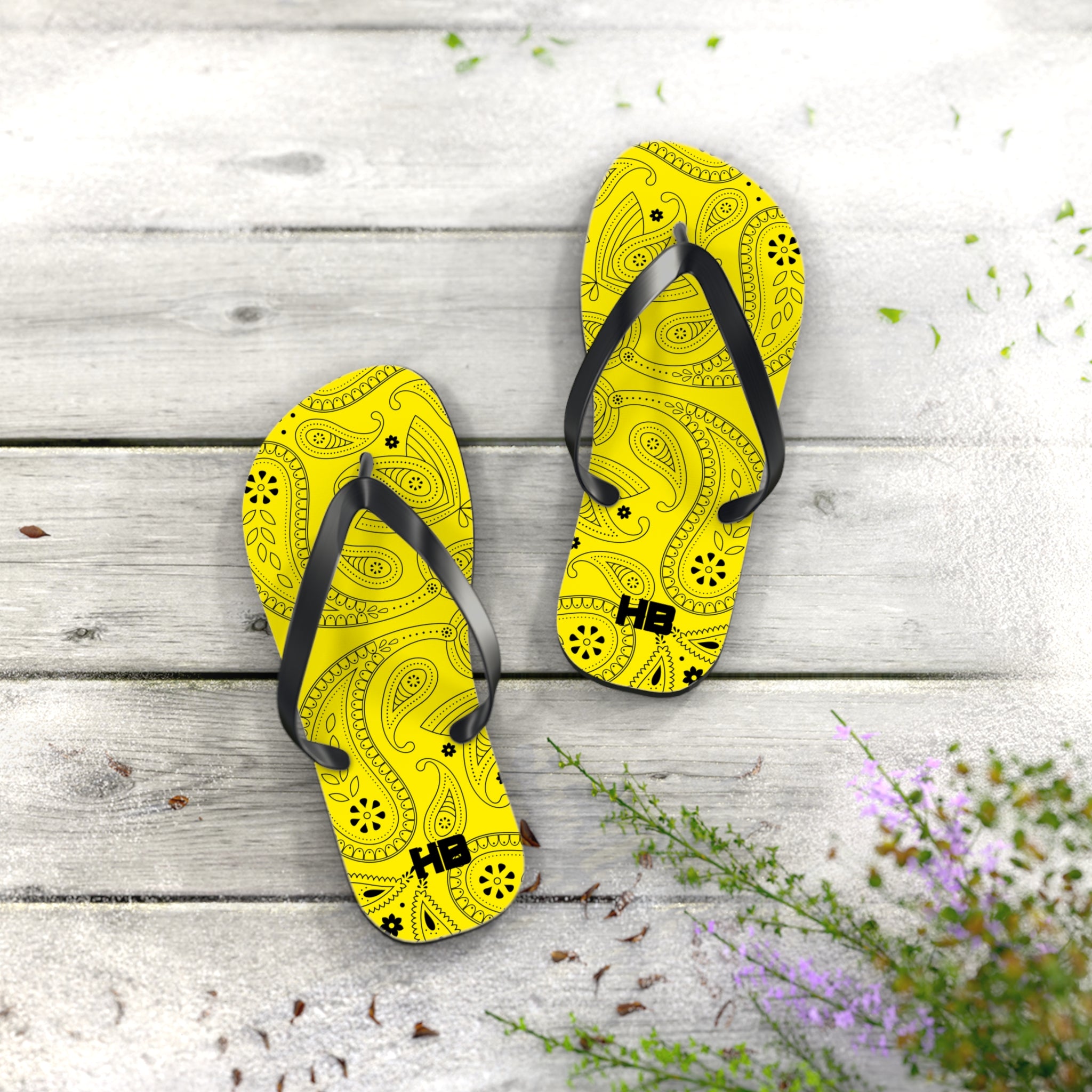 Yellow Hanky Flip Flops