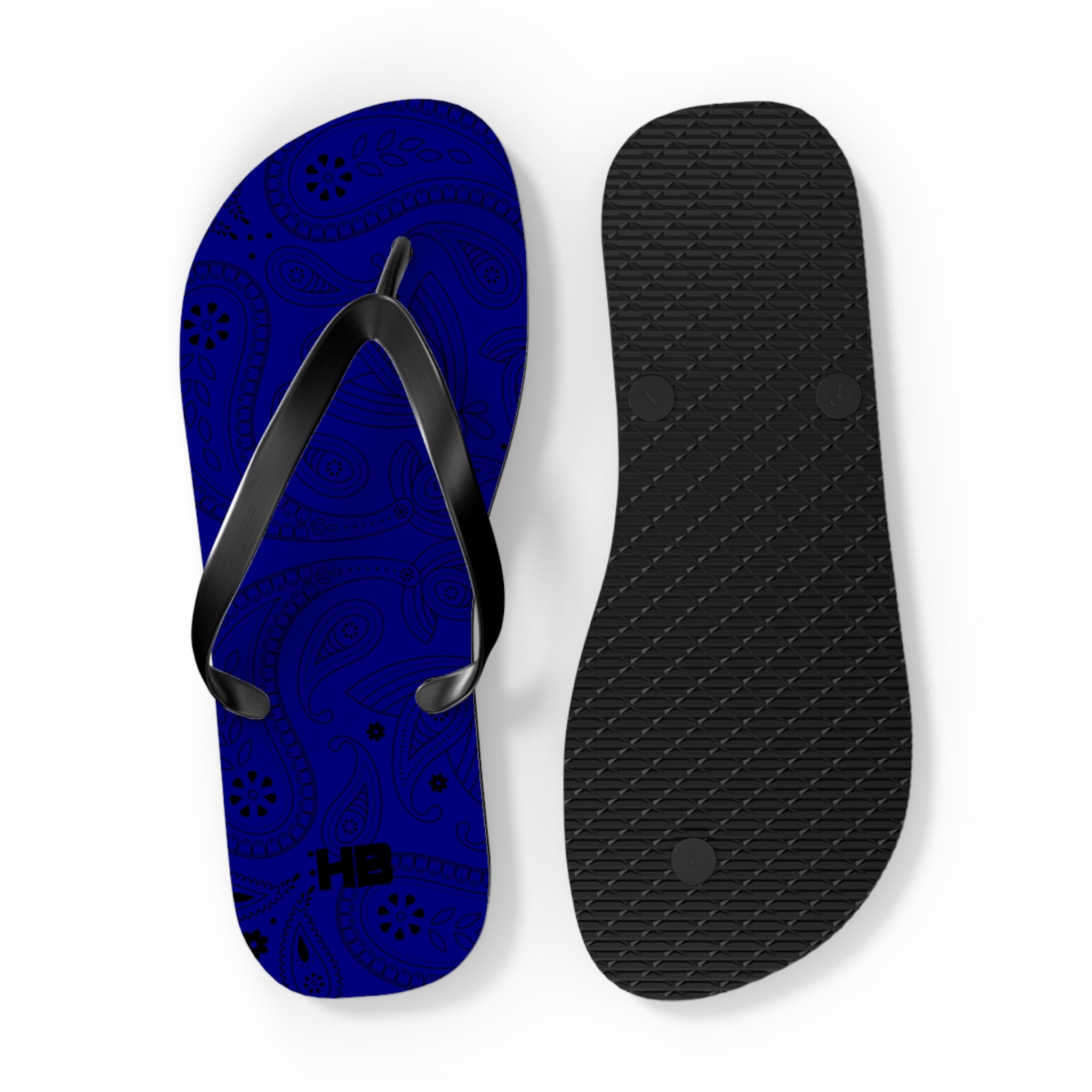 Navy Blue Hanky Flip Flops
