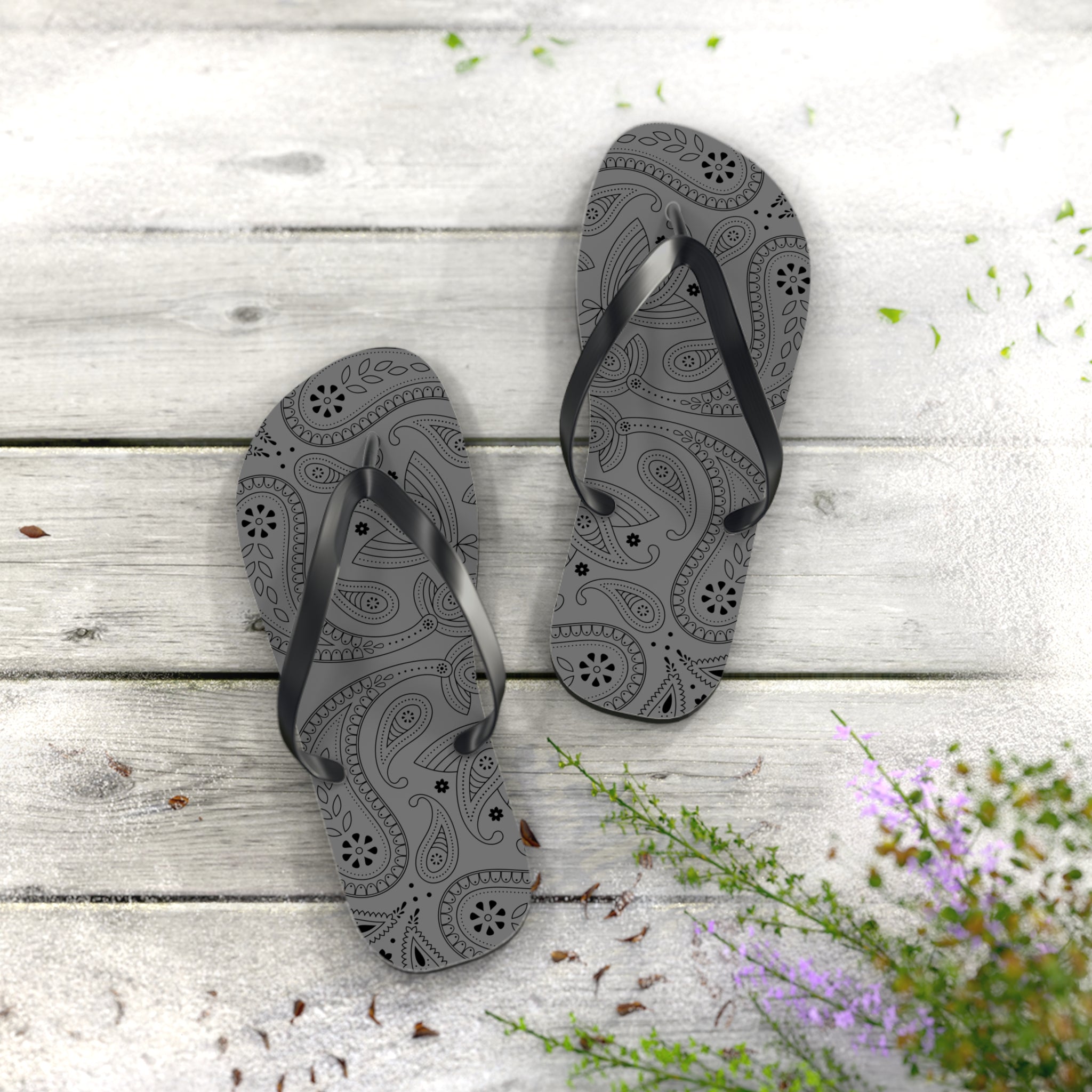 Grey Hanky Flip Flops