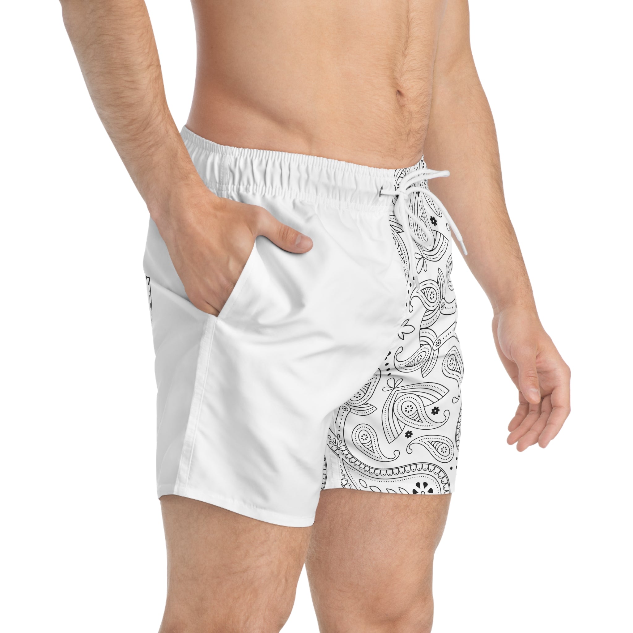 White Hanky Code Swim Trunks (Bottom)