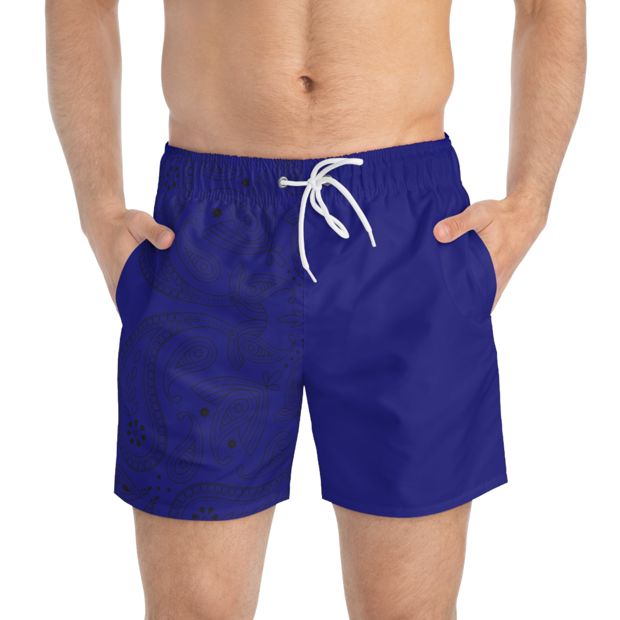 Dark Blue Hanky Code Swim Trunks (Top)