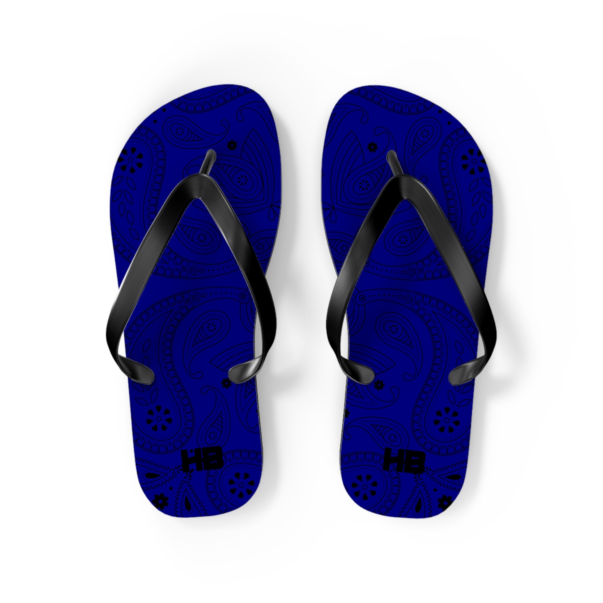 Navy Blue Hanky Flip Flops