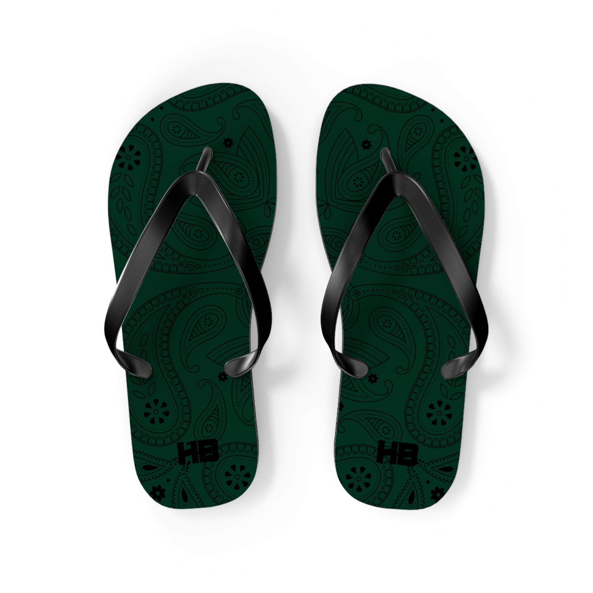Dark Green Hanky Flip Flops