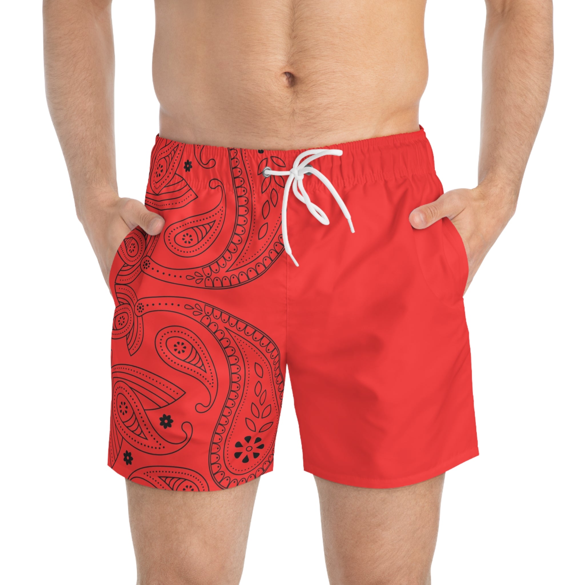 Red Hanky Swim Trunks