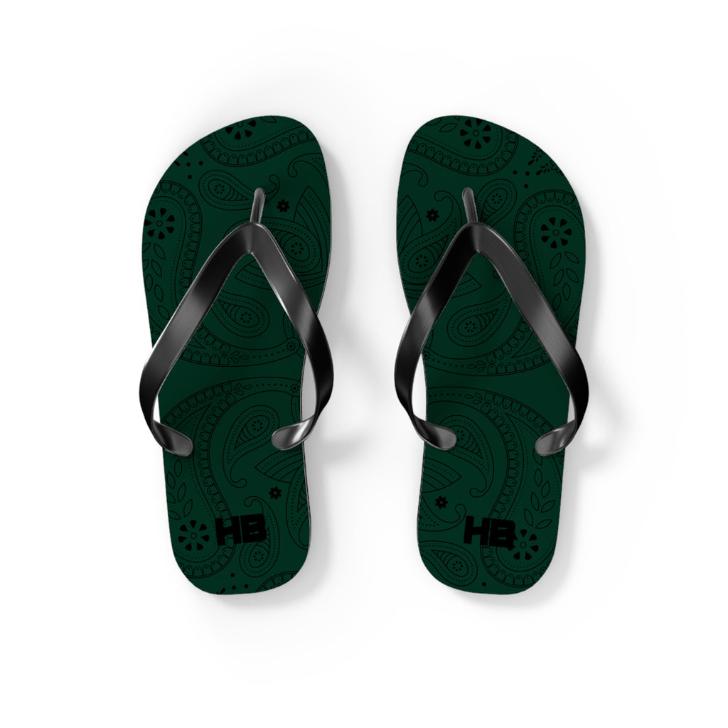 Dark Green Hanky Flip Flops