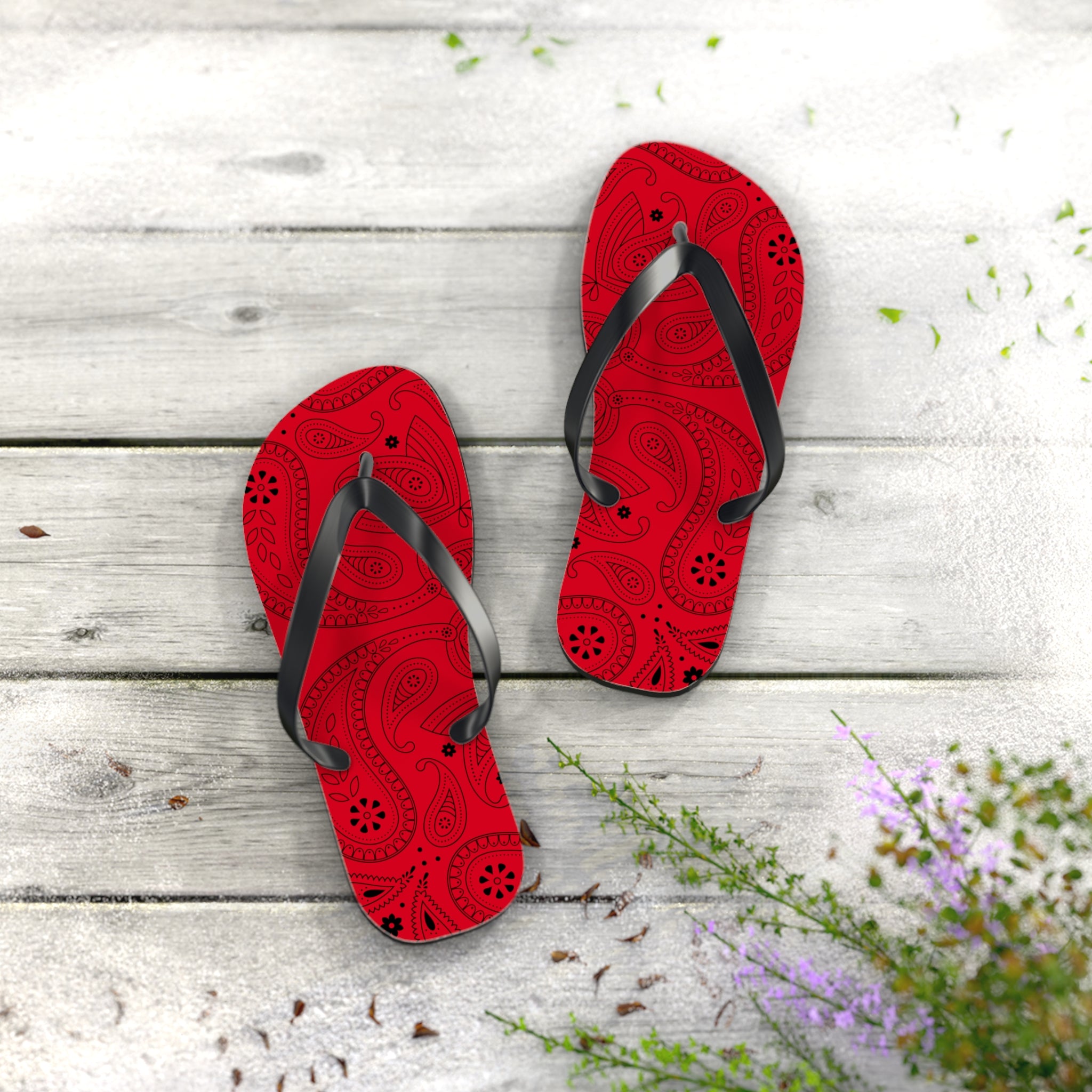 Red Hanky Flip Flops