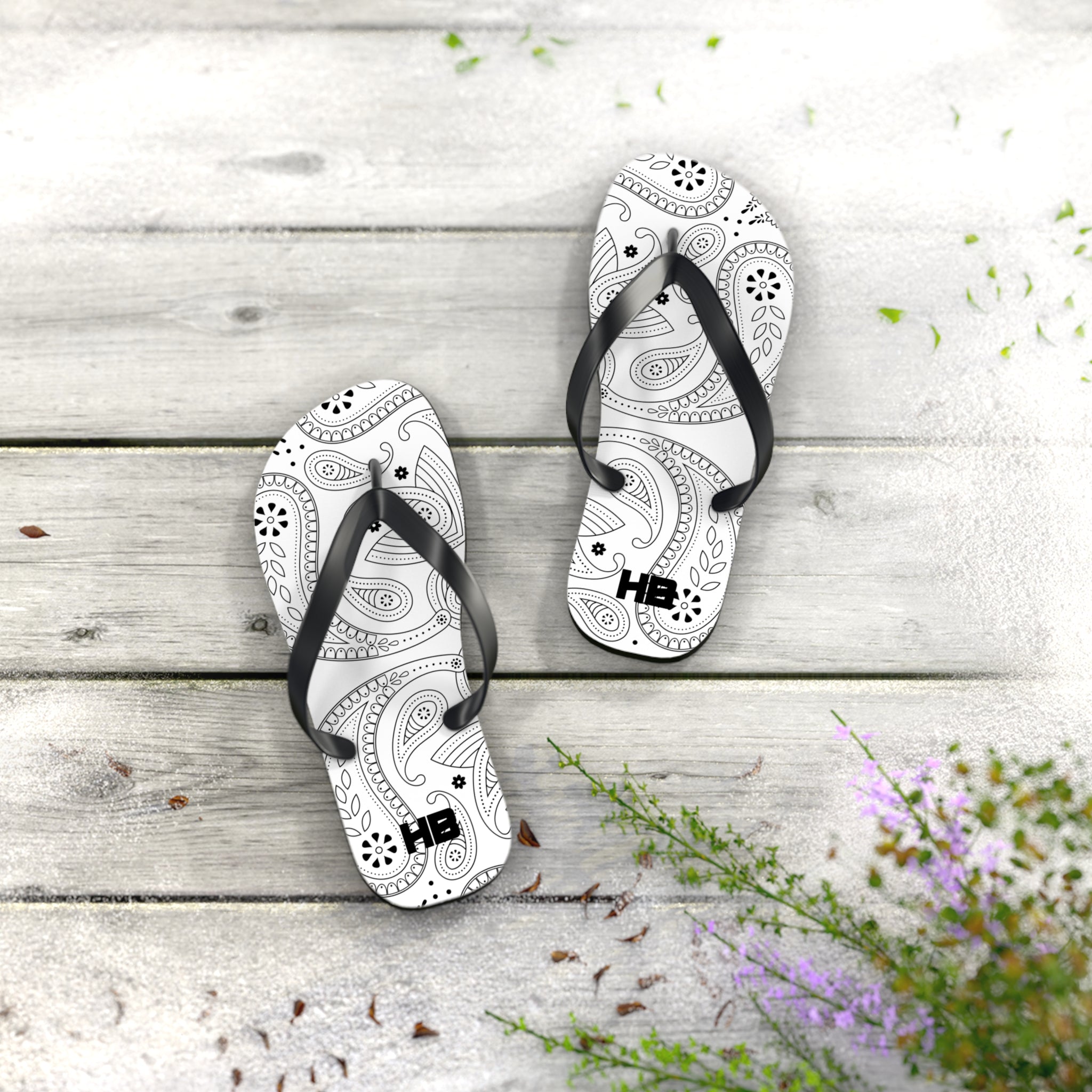 White Hanky Flip Flops