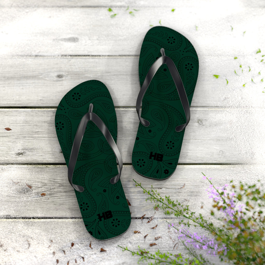 Dark Green Hanky Flip Flops