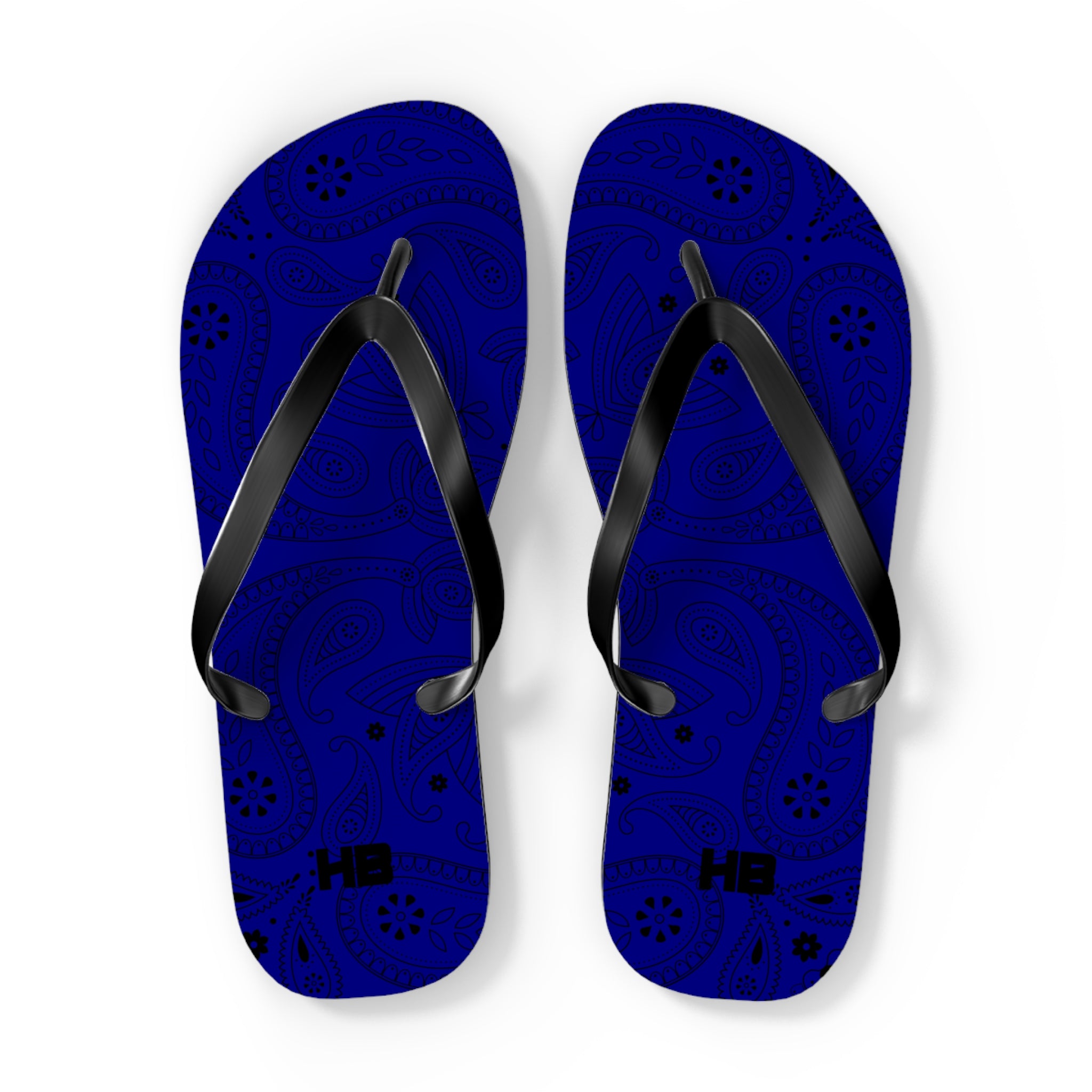 Navy Blue Hanky Flip Flops