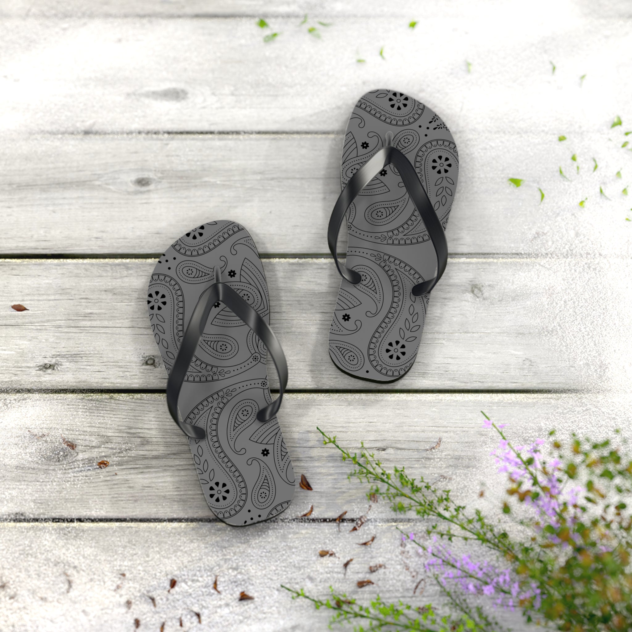 Grey Hanky Flip Flops