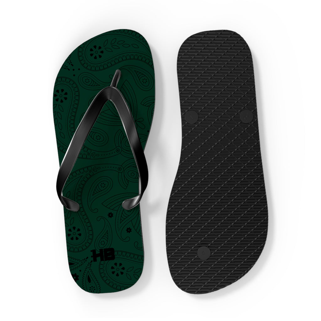 Dark Green Hanky Flip Flops