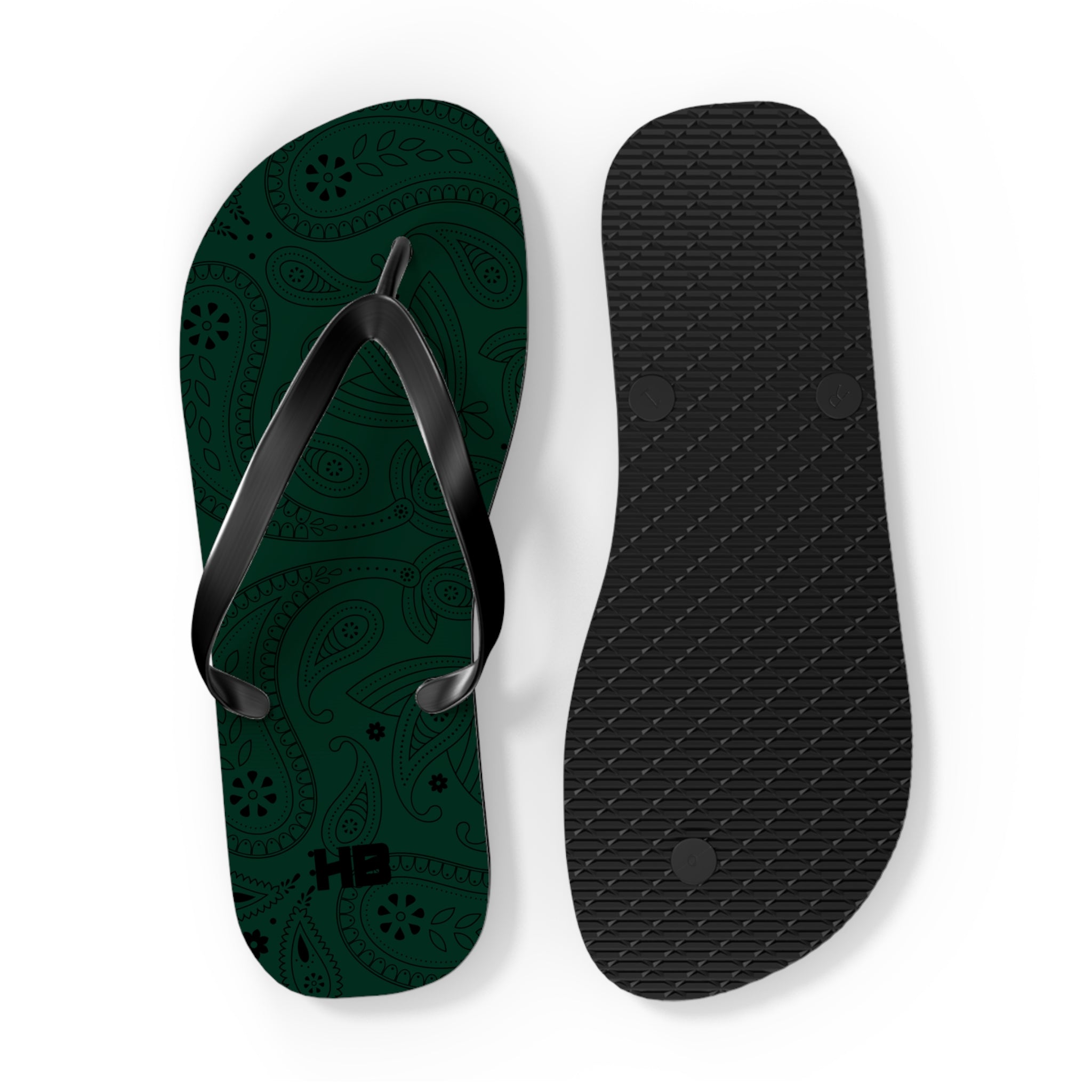 Dark Green Hanky Flip Flops