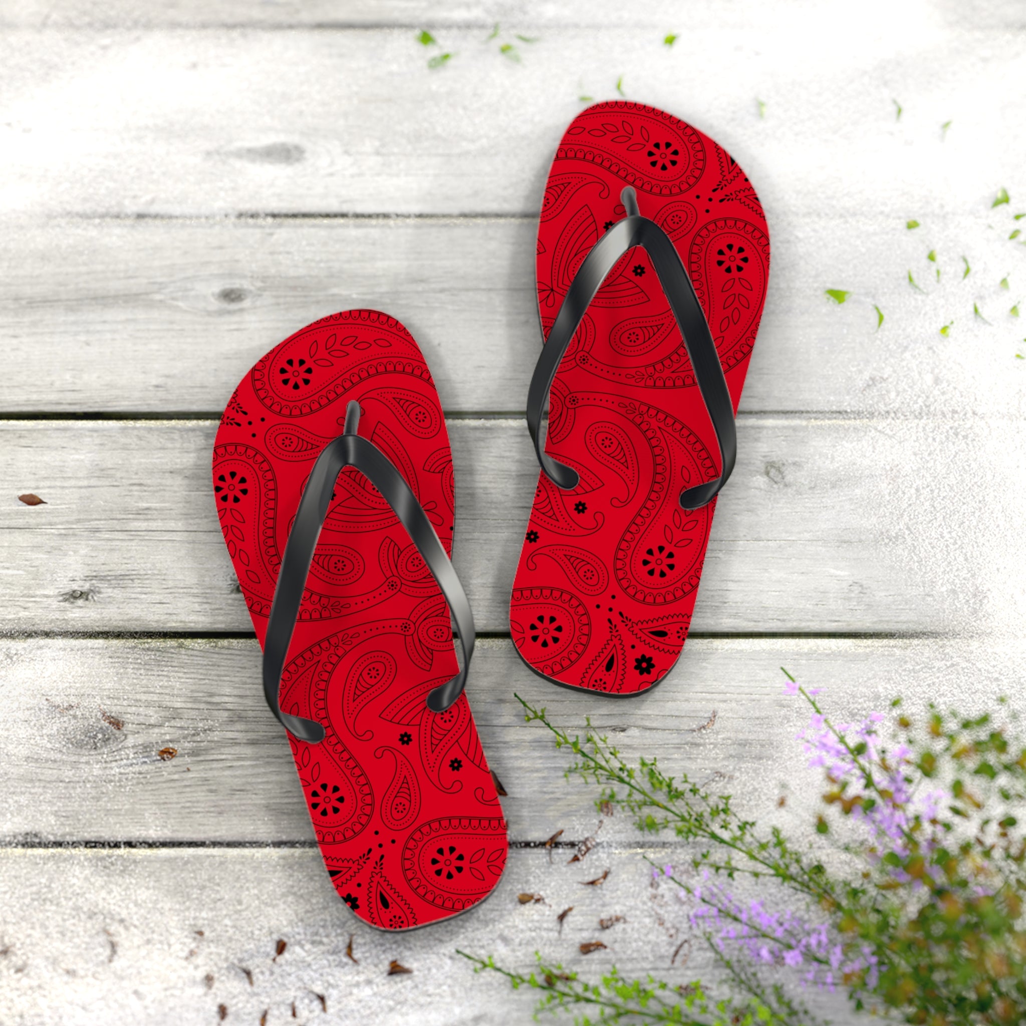 Red Hanky Flip Flops