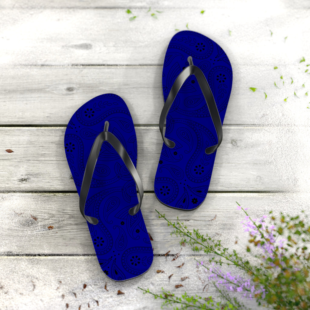 Navy Blue Hanky Flip Flops
