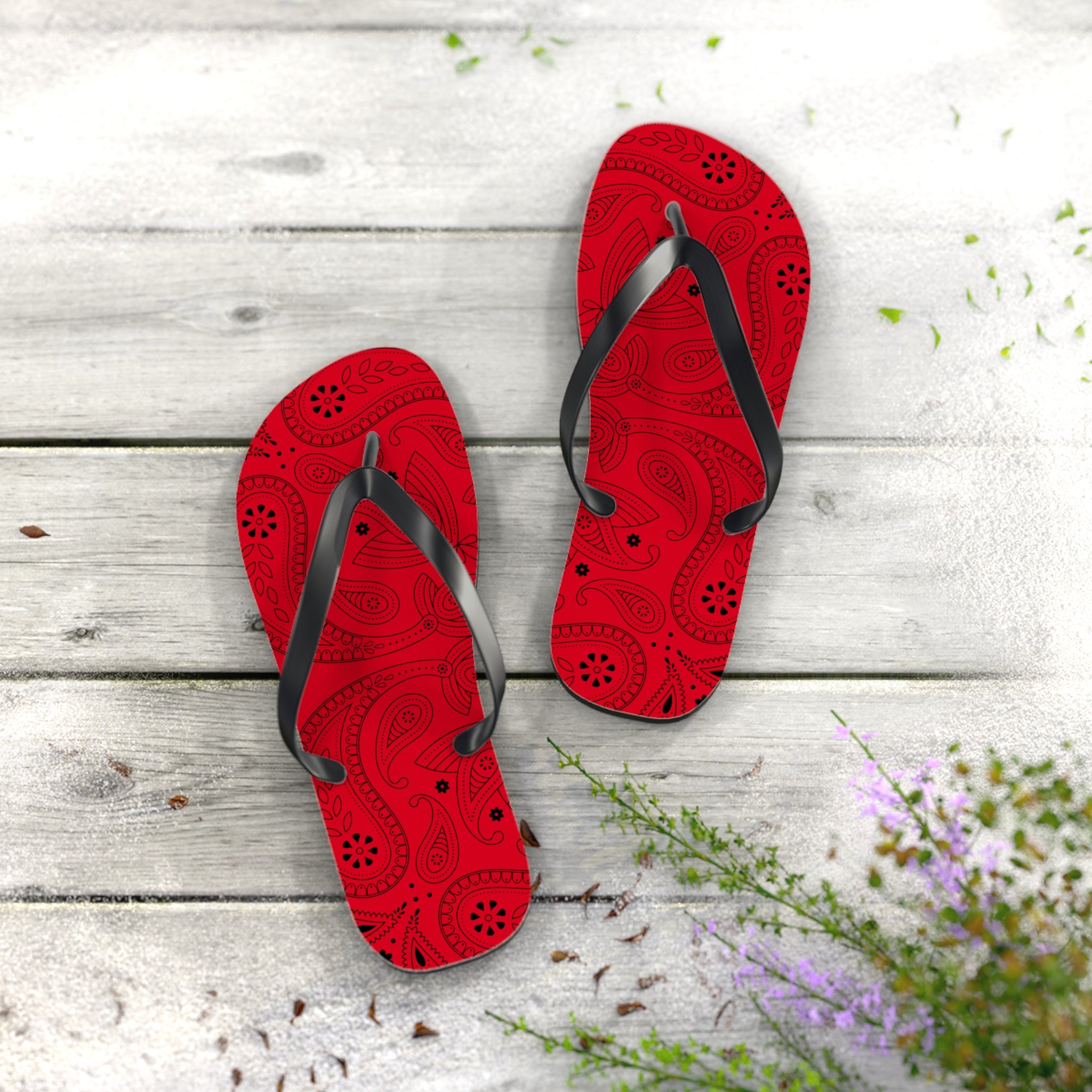 Red Hanky Flip Flops
