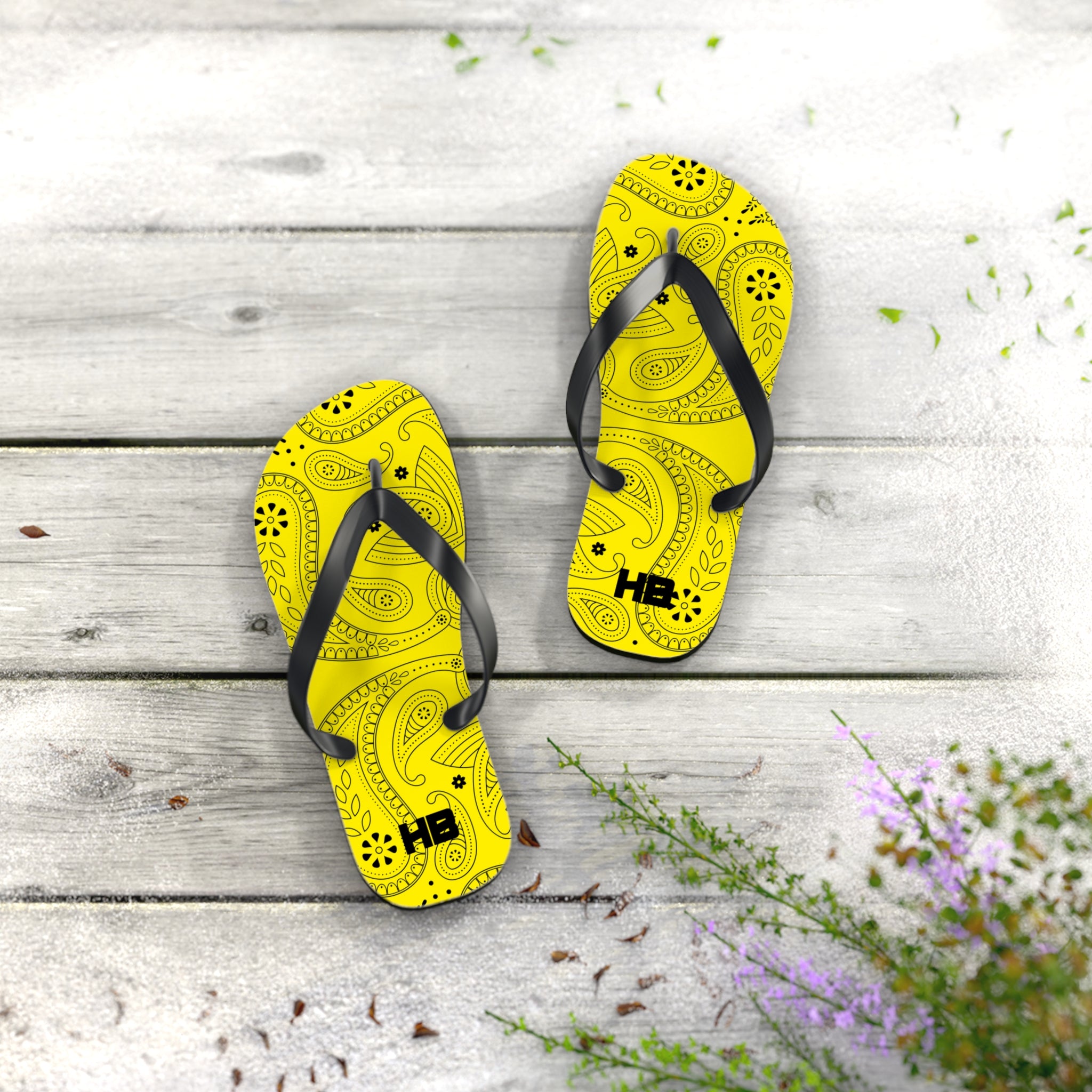 Yellow Hanky Flip Flops