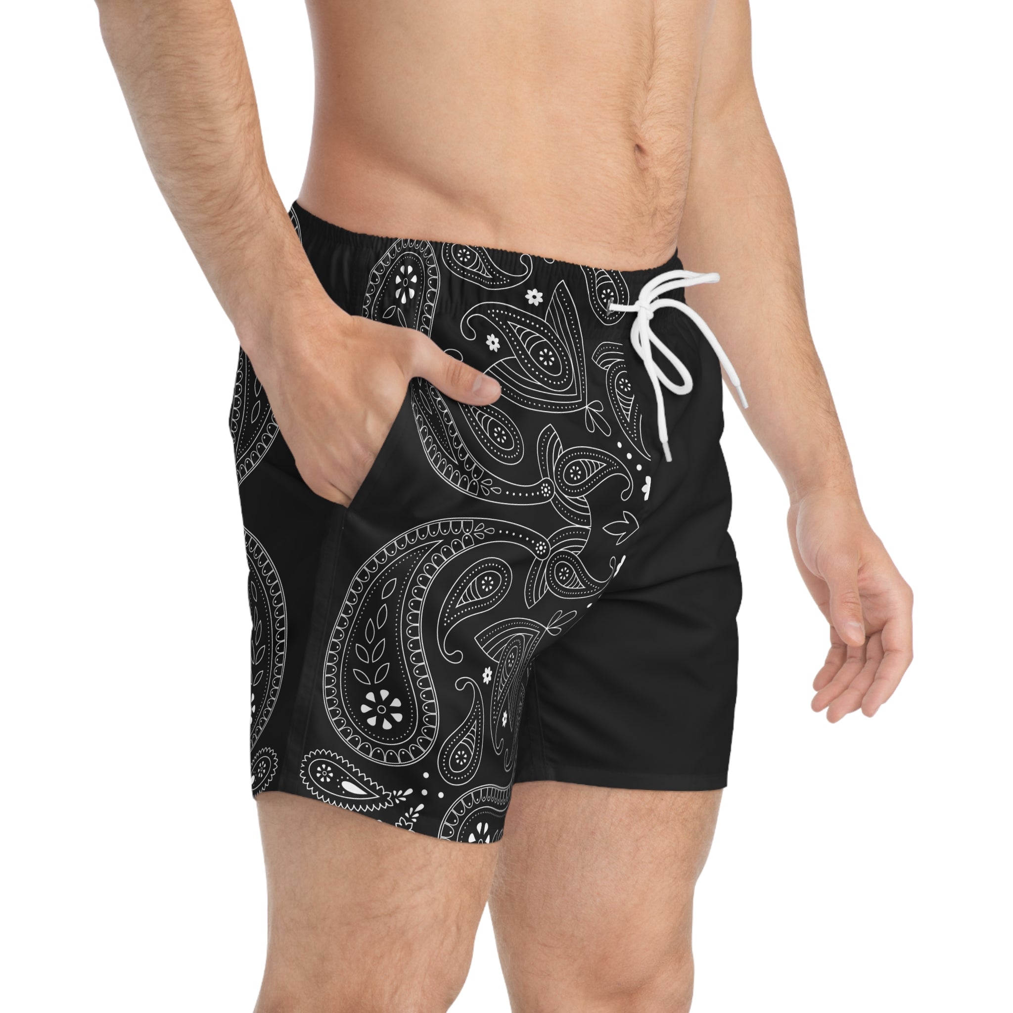 Black Hanky Code Swim Trunks (Top)