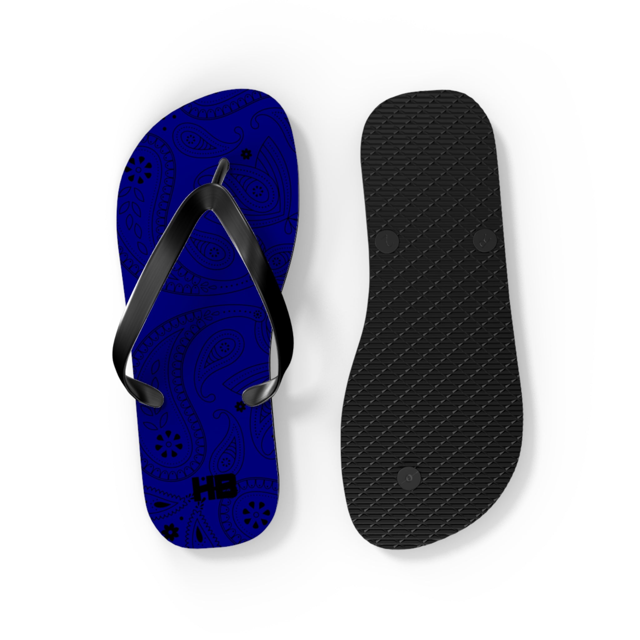 Navy Blue Hanky Flip Flops