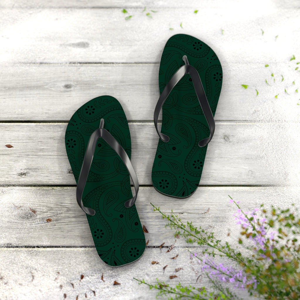 Dark Green Hanky Flip Flops