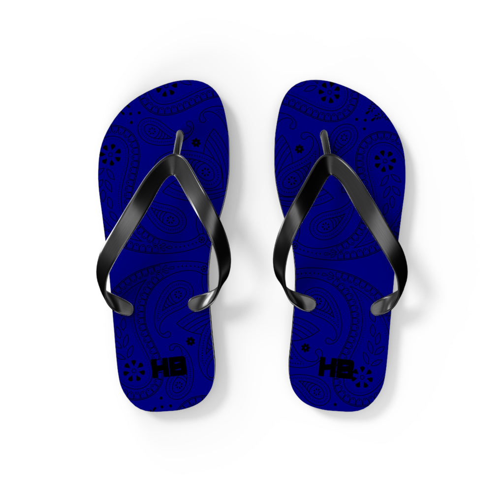 Navy Blue Hanky Flip Flops