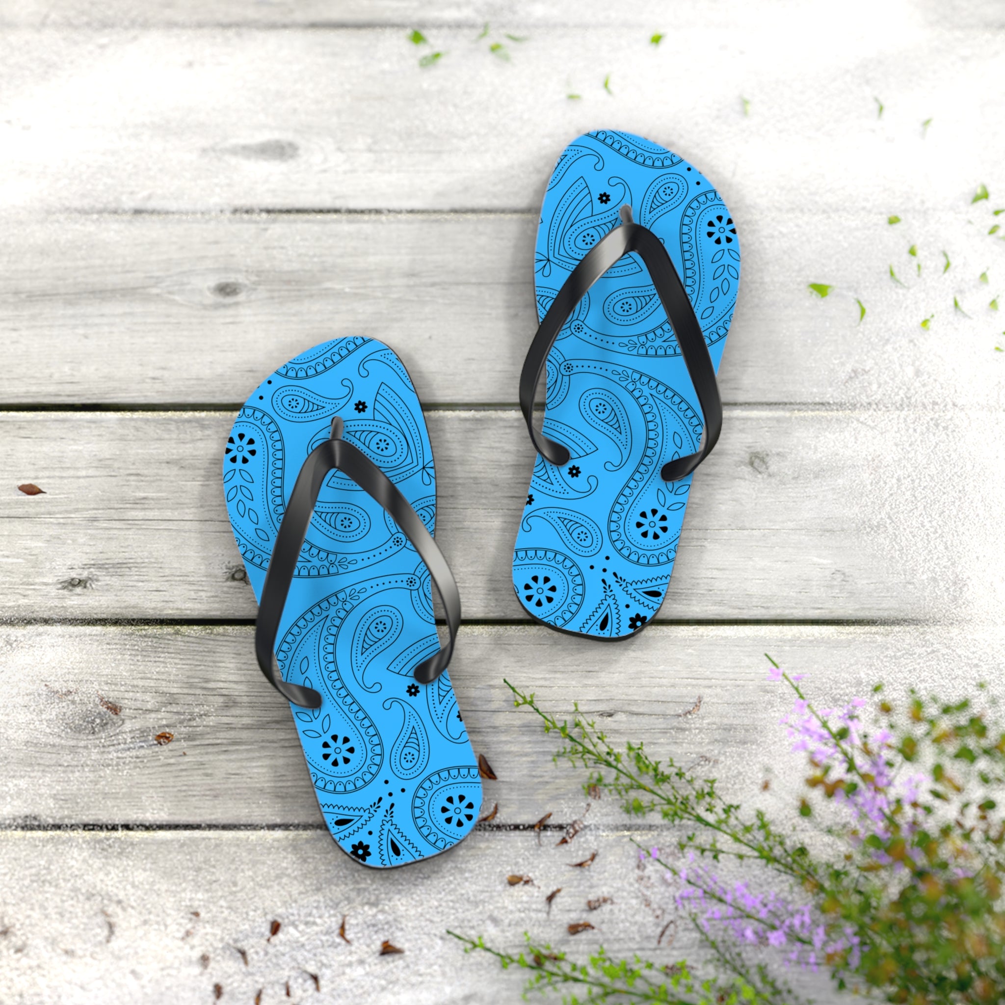 Light Blue Hanky Flip Flops