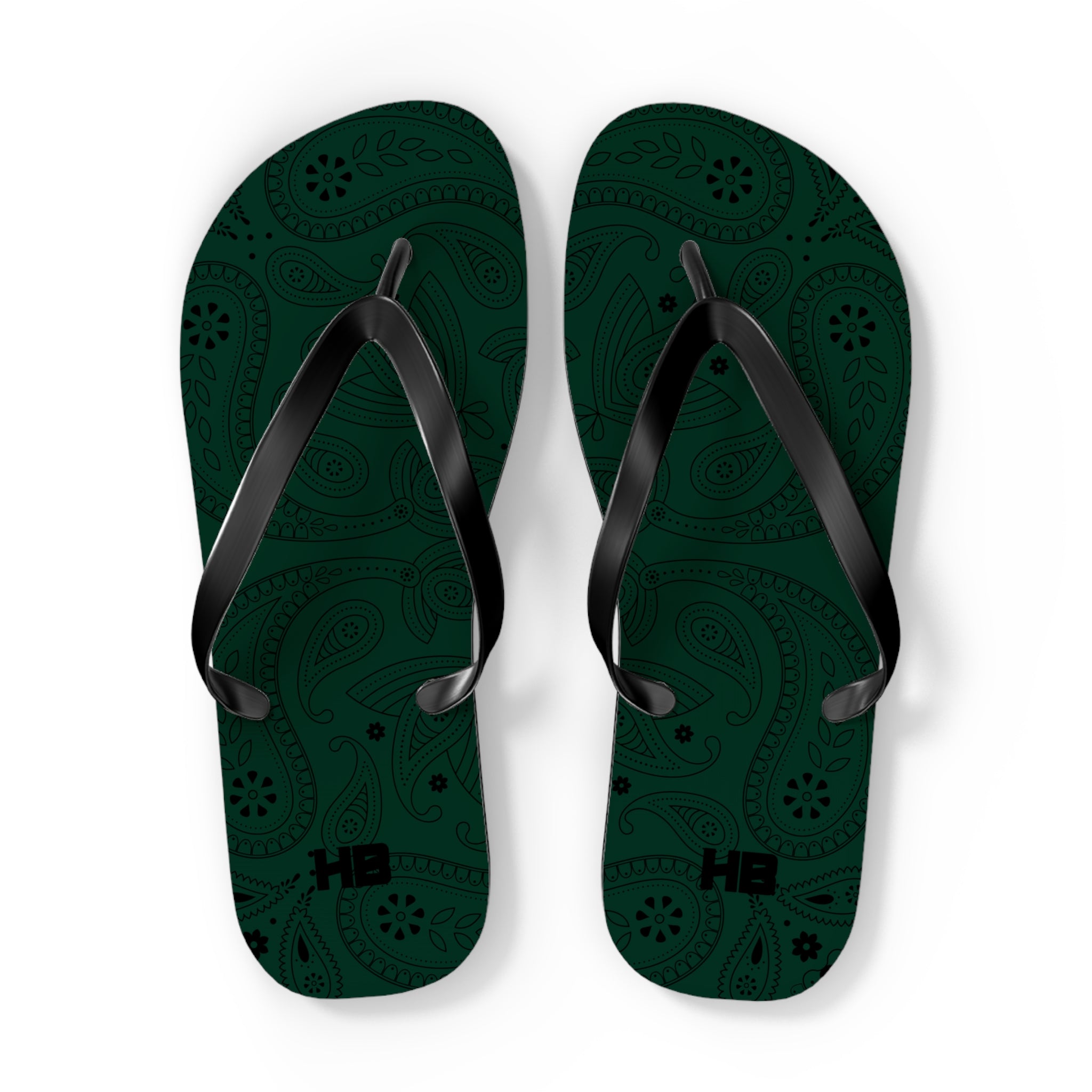 Dark Green Hanky Flip Flops